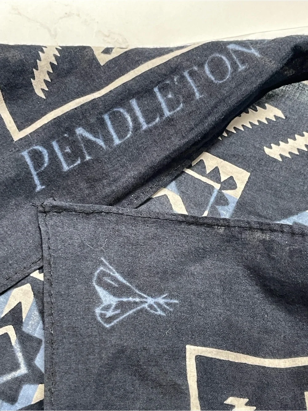 Pendleton Black and Cream Southwestern Print Scarf